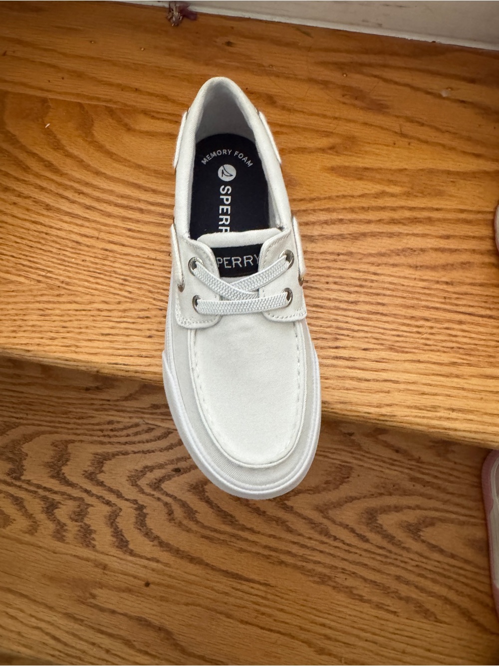 Sperry girls White Canvas Memory-Foam Boat Shoe